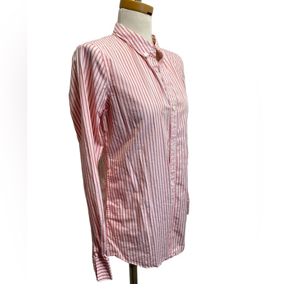 Theory Pink and White Striped Long Sleeve Button Down - Picture 2 of 4